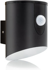 Battery PIR outdoor wall light mounted on brick wall